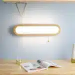 Modern wood wall sconce for bedroom with warm LED light