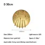 Italian Catellani&Smith Luna W foyer hallway living room bedroom circular gold foil wall lamp – side view