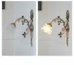 Vintage All Copper Wall Lamp Classical Luxury Flower Lamp Bedside Lamp Aisle Lamp LED Glass Lights Room Decor Lighting