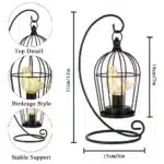 Vintage table lamp with hanging lantern and candlestick design, metal hollow lanterns for warm ambient lighting
