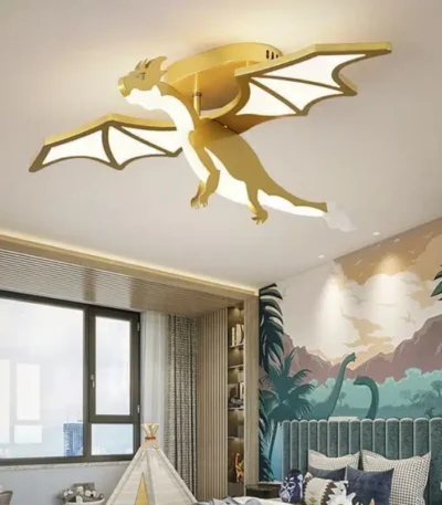 Modern Ceiling Chandelier Golden Dragon LED Lights Children Creative Bedroom Lamp Study Restaurant Room Decoration Ceiling