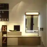 Modern wood wall sconce for bedroom with warm LED light
