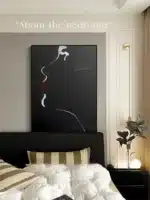 Modern abstract LED wall art glowing in a stylish living room