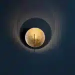 Italian Catellani&Smith Luna W foyer hallway living room bedroom circular gold foil wall lamp – side view