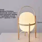Modern table lamp with wood and glass base, minimalist design for bedroom or living room