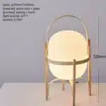 Modern table lamp with wood and glass base, minimalist design for bedroom or living room