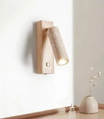 Wabi Sabi Wind Bedhead Wall Light Rotating Reading Bedroom Room Study Wind Belt Switch Retro Wall Spotlight Led Light