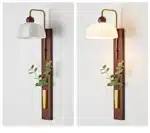 Japanese Style Vintage LED Solid Wood Wall Light with Switch for Dining Room Hotel Aisle Minimalist Retro Atmosphere Wall