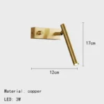 Minimalist Copper Wall Lamp With Rotatable Switch Wall Light Living Room Bedroom Eye Reading Lamp – angled view