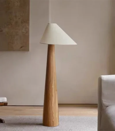 Conical Oak Floor Lamp Wabi Sabi Retro Floor Lamp Living Room Bedroom Study Solid Wood Desk Lamp Bedside Lamp Home Decoration