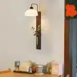 Japanese Style Vintage LED Solid Wood Wall Light with Switch for Dining Room Hotel Aisle Minimalist Retro Atmosphere Wall