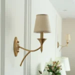 New American Wall Lamp Bedroom Bedside Wall Lamp Living Room Simple Country Wrought Iron Staircase Corridor Lamps – side view