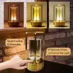 Modern USB table lamp with charging port on a wooden desk