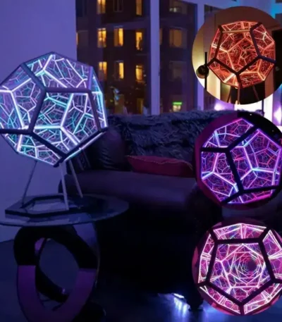 Infinity Dodecahedron Gaming Light 3D Cube Light Desk Cool RGBW Led Table Lamp for Bedroom Gaming Room Decor Led Night Lights
