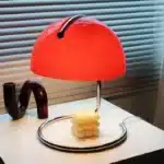 Modern table lamp with mushroom shade in a cozy bedroom