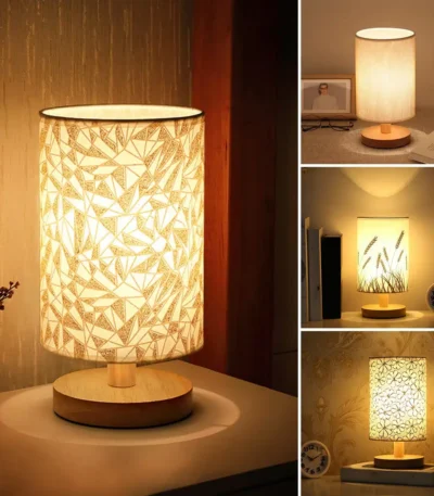 Linen Table Lamp USB Powered Modern Nordic Table Lamp Night Light Touch Control Bedside Lamp For Bedroom Living Room