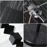 Modern crystal floor lamp with black finish and LED light in a living room