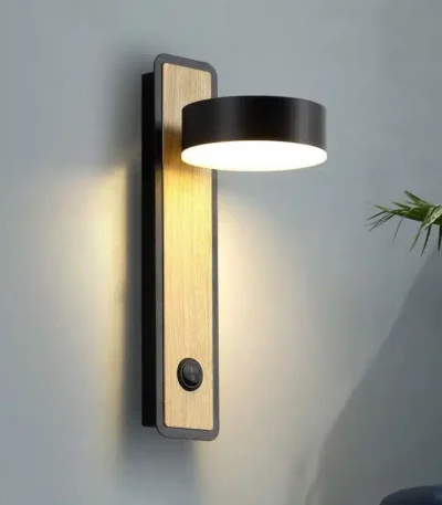 Modern Hotel Guest Room Corridor Study Reading Light Scandinavian Creative Switchable Rotating Bedroom Bedside Wall Lamp