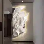 Family Entrance Feather Mural Lamp Modern Creative Living Room Background Wall Decoration LED Corridor Lighting Wall Lamp