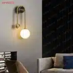 ASANZUO Glass Ball Lampshade Wall Lamp Gold Home Decor Living Room Bedroom Wall sconce Glass Lighting Luminaire – close-up