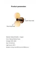 Modern Double Ball Marble Villa Attic Wall Lamp Copper TV wall in the living room lighting Bedroom corridor light – in a