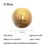 Italian Catellani&Smith Luna W foyer hallway living room bedroom circular gold foil wall lamp – styled in a modern Wall