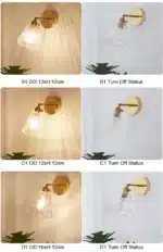 Modern Glass Wall Lamp Nordic Copper Transparent Lampshade Retro Bedroom Living Room Study wall decor – top view