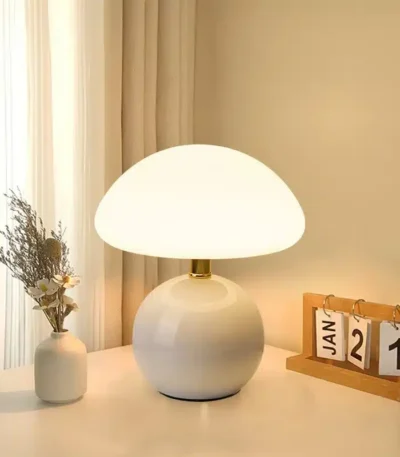Mushroom Small Table Lamp Cream Roller Molded Ceramic Atmosphere Lamp Eye Protection LED Lamp Bedroom Headboard Decoration