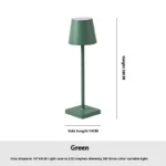 Cordless USB rechargeable table lamp with touch switch on a patio table