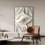 Modern abstract LED wall art glowing in a stylish living room