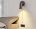 Japanese Walnut Wood Color Bedroom Bedside Wall Light Zipper Switch Vintage Retro Wall Lamp with Adjustable Spotlight Reading