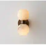 Modern Double Ball Marble Villa Attic Wall Lamp Copper TV wall in the living room lighting Bedroom corridor light – side view