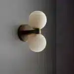 Modern Double Ball Marble Villa Attic Wall Lamp Copper TV wall in the living room lighting Bedroom corridor light – styled