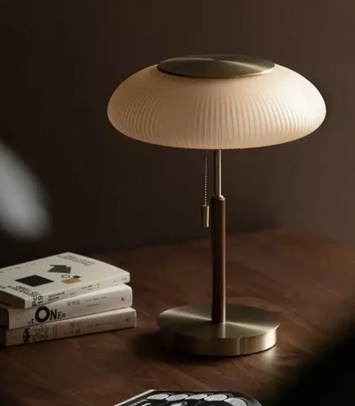 Nordic Vintage Table Lamp White Glass Desk Light for Bedroom