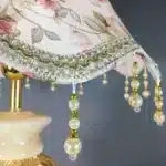 Retro table lamp shade with fringe beads and pearl tassel in European style