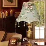 Retro table lamp shade with fringe beads and pearl tassel in European style