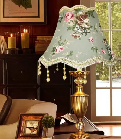 Retro Fringe Beads Lamp Cover E27 Cloth Pearl Tassel Table Lamp Shade Bedroom Wall European Style