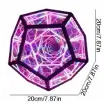 Dodecahedron gaming light with vibrant RGBW colors illuminating a gaming desk setup