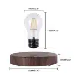 Floating LED lamp with levitating bulb on a wooden desk in a modern living room