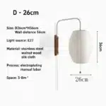 Japanese Style Silk Living Room Wall Lamp Modern and Simple Wire Controlled Switch Homestay Bedroom Bedside Wall Lamp
