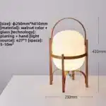 Modern table lamp with wood and glass base, minimalist design for bedroom or living room