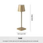 Cordless USB rechargeable table lamp with touch switch on a patio table