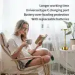 Modern USB table lamp with charging port on a wooden desk