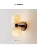 Modern Double Ball Marble Villa Attic Wall Lamp Copper TV wall in the living room lighting Bedroom corridor light – in a