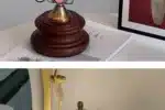 Vintage desk lamp with stained glass butterfly shade casting warm glow on bedside table
