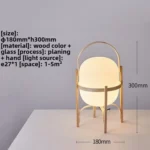 Modern table lamp with wood and glass base, minimalist design for bedroom or living room