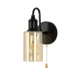 Nordic Retro Amber Glass Wall Lamp Bedside Aisle Lamps Simple Modern with Cable Switch Staircase Lights – base detail