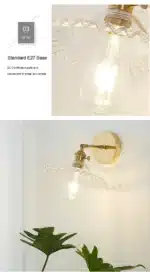 Modern Glass Wall Lamp Nordic Copper Transparent Lampshade Retro Bedroom Living Room Study wall decor