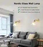 Modern Glass Wall Lamp Nordic Copper Transparent Lampshade Retro Bedroom Living Room Study wall decor