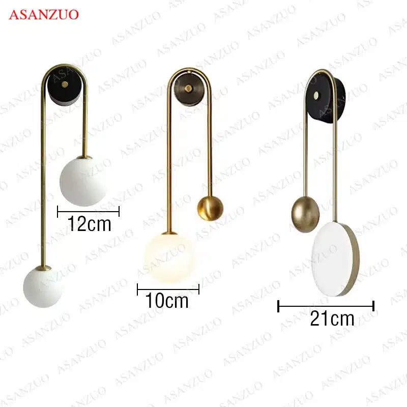 ASANZUO Glass Ball Lampshade Wall Lamp Gold Home Decor Living Room Bedroom Wall sconce Glass Lighting Luminaire